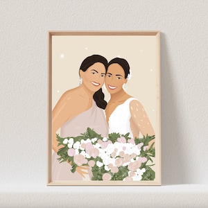 Custom Portrait, Commission Portrait, Wedding Portrait, Couple Drawing, Best Friends Portrait, Graduation day Gift For Mom, Valentines Gift