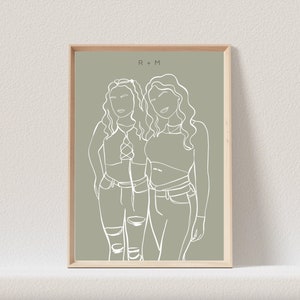 Sister Gift Personalized, Gift For Sister Birthday Gift From Sister, Custom Portrait, Gift For Women Gift, Mother’s Day Gift Mom One Line