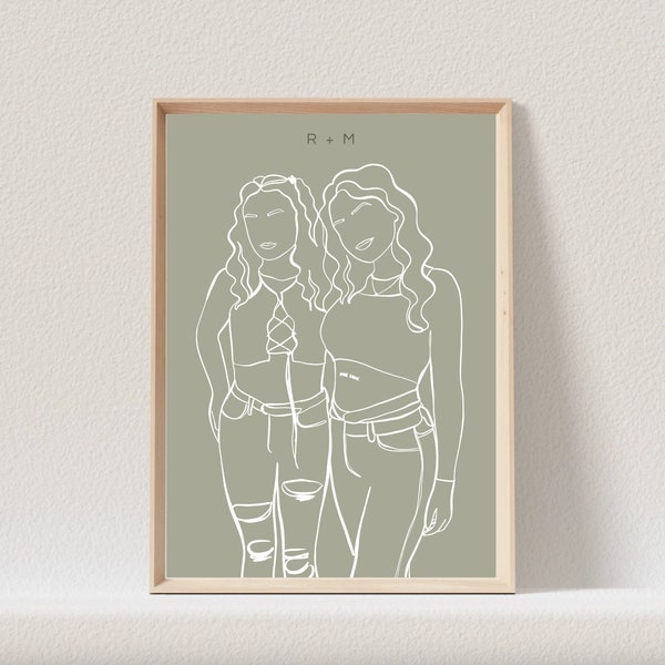 Sister Gift Personalized, Custom Portrait, Sister Birthday Gift For Sister From Sister, Gift For Women Gift, Mother’s Day Gift Mom One Line