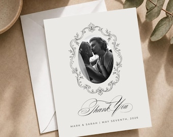 Photo Wedding Thank You Notes, Custom Personalized Thank You Cards for Guests, Folded Cards Printed & Shipped