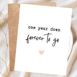 Carte d'anniversaire d'un an, cadeau de premier anniversaire, un an de moins pour toujours, carte pour femme, petite amie, petit ami pour le premier anniversaire de mariage