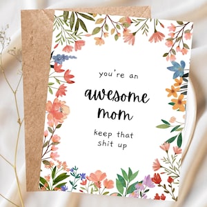Awesome Mom Card - Funny Mother's Day Card for Celebrating Mom, New Mom Card Funny