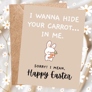 Tarjeta de Pascua divertida y sucia para adultos. Tarjeta de primavera sucia. Dulces de Pascua para esposo, esposa, novio, novia. Tarjeta FWB.