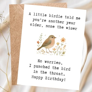 Carte d'anniversaire drôle pour lui, carte d'anniversaire drôle pour elle, carte d'anniversaire pour ami, carte d'anniversaire sarcastique, carte de voeux coquine, Birdie