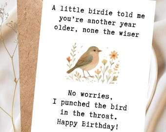 Funny Birthday Card for Him, Funny Birthday Card for Her, Birthday Card for Friend, Sarcastic Birthday Card, Cheeky Greeting Card, Birdie