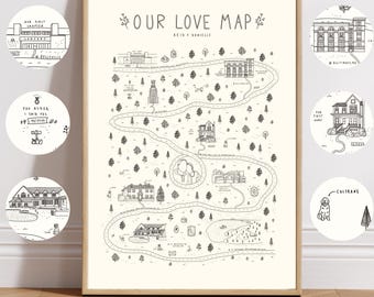 Relationship Map, Story of Us Map, Love Map, Custom Map Our Story Map Our Love Story Map Timeline Personalized Map Couple Map Christmas Gift