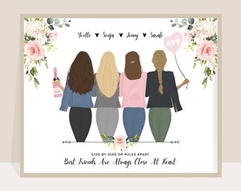 4 Friends Drawing Etsy