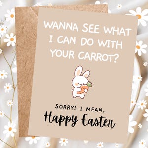 Tarjeta de Pascua divertida y sucia para adultos. Tarjeta de primavera sucia. Dulces de Pascua para esposo, esposa, novio, novia. Tarjeta FWB.