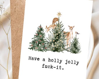 Funny Christmas Card, Woodland Animal Christmas Card, Cute Christmas Card, Funny Holiday Card, Christmas Card for Friends