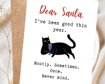 Funny Cat Christmas Card, Cheeky Christmas Card for Cat Lovers, Cute Cat Holiday Card, Funny Christmas Card, Christmas Cat Card