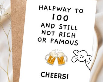 50th Birthday Card Funny Birthday Card 50th Snarky Birthday Card 50 Milestone Birthday Card, 50th Birthday Gift for Men Rude 50th Joke Pun