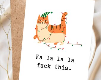 Funny Cat Christmas Card, Cat Lover Christmas Card, Cheeky Christmas Card, Cute Cat Holiday Card, Funny Holiday Card