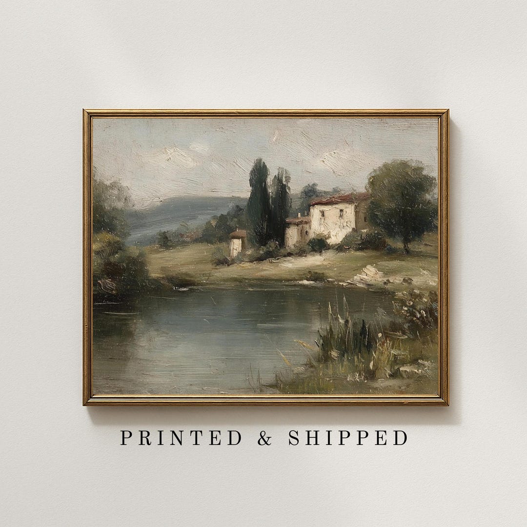 Vintage Tuscan Countryside Landscape Print, Moody Cottagecore Wall Art ...