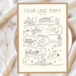 Love Map, Relationship Map, Wedding Gift for Couple, Custom Map Story of Us Our Story Map Our Love Story Map Timeline Personalized Map