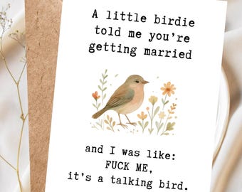 Funny Wedding Card, Sarcastic Marriage Card, Cheeky Greeting Card for Couple, Humorous Wedding Card, Bird Card