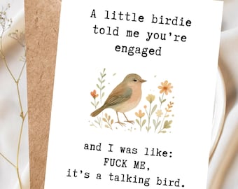 Funny Engagement Card, Sarcastic Congrats Card, Cheeky Greeting Card for Couple, Humorous Engagement Card, Bird Card