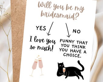 Funny Bridesmaid Card, Will you be my bridesmaid card, bridesmaid proposal card, be my maid of honor, bridesmaid card, bridesmaid proposal,