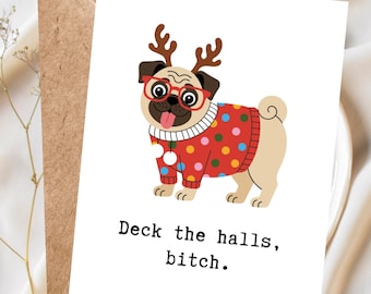 Funny Santa Christmas Card, Cheeky Santa Christmas Card, Funny Holiday Card, Christmas Card for Friends, Cute Santa Card