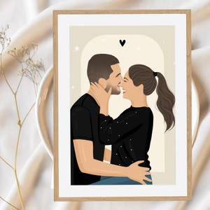 Custom Portrait From Photo, Personalized Photo Family Illustration, Personalized Couple Portrait, Valentines Gift Portrait Drawing Art Print