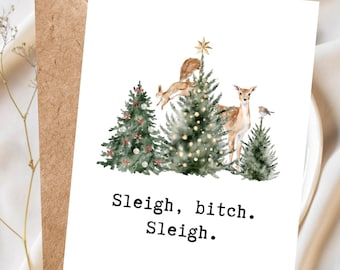 Funny Christmas Card, Christmas Card with Animals, Woodland Christmas Card, Cheeky Christmas Card, Christmas Card for Her