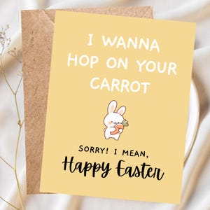 Tarjeta de Pascua divertida y sucia para adultos. Tarjeta de primavera sucia. Dulces de Pascua para esposo, esposa, novio, novia. Tarjeta FWB.