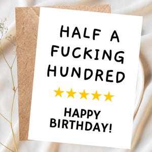 50th Birthday Card Funny Birthday Card 50th Snarky Birthday Card 50 Milestone Birthday Card, 50th Birthday Gift for Men Rude 50th Joke Pun