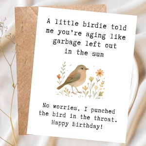 Carte d'anniversaire drôle pour lui, carte d'anniversaire drôle pour elle, carte d'anniversaire pour ami, carte d'anniversaire sarcastique, carte de voeux coquine, Birdie