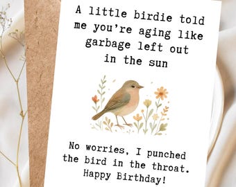 Funny Birthday Card for Him, Funny Birthday Card for Her, Birthday Card for Friend, Sarcastic Birthday Card, Cheeky Greeting Card, Birdie