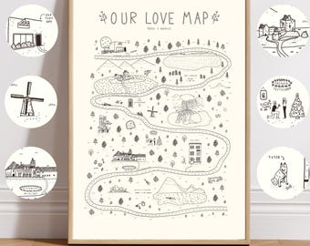 Relationship Map, Love Map, Custom Map Story of Us, Our Story Map, Our Love Story Map Timeline, Personalized Map, Couple Map Christmas Gift