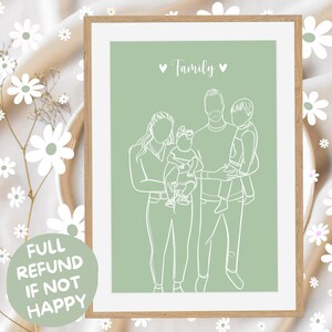 Custom Line Drawing, Custom Couple Portrait, Custom Family Gift Personalized Wedding Anniversary Gift Custom Line From Photo Valentines Gift