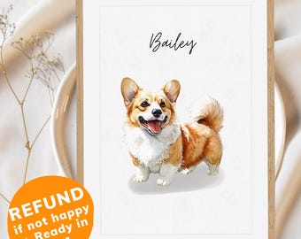Custom Watercolor Pet Portrait: Personalized Dog or Cat Memorial Art