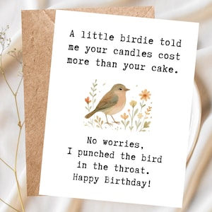 Carte d'anniversaire drôle pour lui, carte d'anniversaire drôle pour elle, carte d'anniversaire pour ami, carte d'anniversaire sarcastique, carte de voeux coquine, Birdie