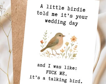 Funny Wedding Day Card, Sarcastic Marriage Card, Cheeky Greeting Card for Couple, Humorous Wedding Card, Bird Card