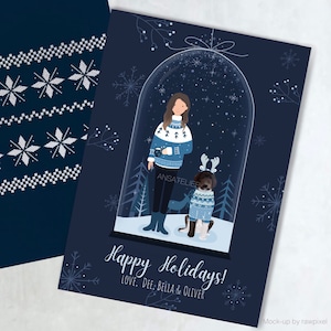 Benutzerdefinierte Weihnachtskarten, Weihnachtsfamilien Porträt, Weihnachtspaar Porträt, benutzerdefinierte Illustration, personalisierte Weihnachten druckbare, Drucke