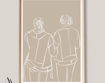 Retrato personalizado em uma única linha, desenho personalizado (arquivo digital)