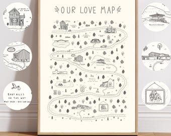 Hand-Drawn Relationship Map, Custom Love Story Timeline (Digital File)