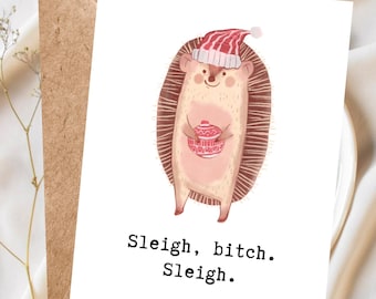 Funny Hedgehog Christmas Card, Cute Animal Christmas Card, Cheeky Christmas Card, Funny Holiday Card, Christmas Card for Friends
