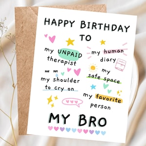 Funny Birthday Card for Brother, Cute and Humorous Brother Card, Handmade Birthday Card for Bro, Brother Gift from Sister or Brother
