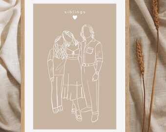 Personalized Couple Line Art Portrait - Custom Photo Drawing (Digital File)
