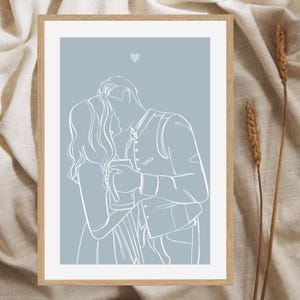 Custom Line Drawing, Custom Couple Portrait, Custom Family Gift Personalized Wedding Anniversary Gift Custom Line From Photo Valentines Gift