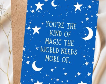 Birthday Card Moon & Stars Blue Night Sky Cards for Friends and  Loved Ones