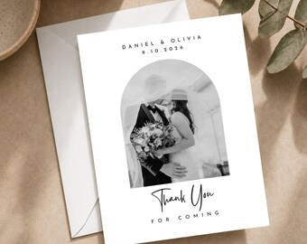 Custom Photo Wedding Thank You Cards, Personalized Folded Thank You Cards for Guests, Printed & Shipped