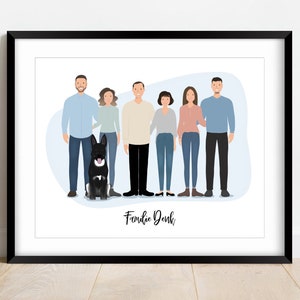 Custom Family portrait, Family cartoon portrait, Drawing from photo, Couple Cartoon Portrait, Best Friend Christmas Gift For Parents