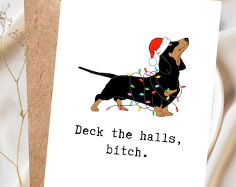 Funny Dachshund Christmas Card, Sausage Dog Christmas Card, Funny Dog Holiday Card, Cheeky Christmas Card, Christmas Card for Dog Lovers