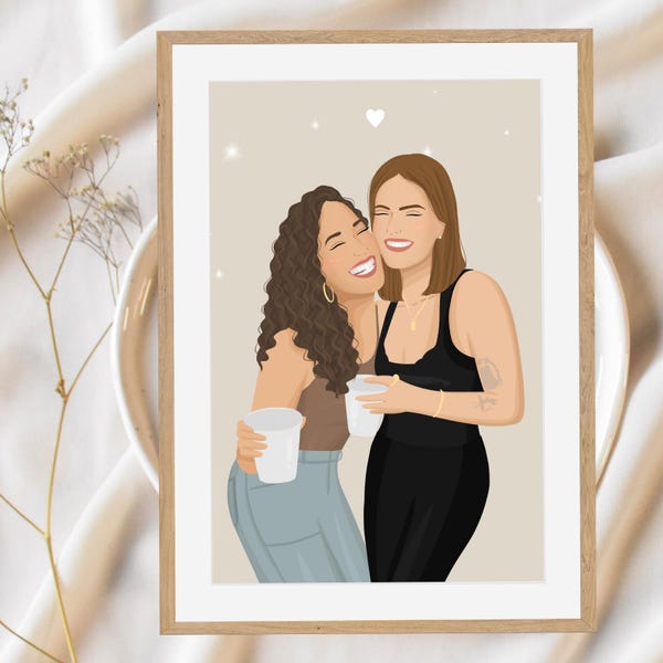 Best Friend Gift Personalized, Best Friend Birthday Gifts For Her, Custom Portrait, Friend Gift For Women, Mothers Day Gift, Christmas Gift