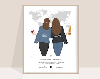 Personalised Long Distance Friendship Gift , Moving Away Gift Goodbye Gift Long Distance Friend, Christmas Gift, Galentines gift, sister