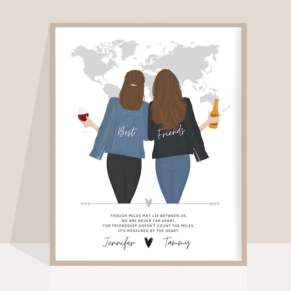 Personalised Long Distance Friendship Gift , Moving Away Gift Goodbye Gift Long Distance Friend, Christmas Gift, Galentines gift, sister