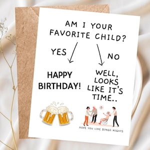 Bin ich Dein Lieblingskind? Lustige Vater Geburtstag Karte für Papa, Pflegeheim Humor, Rivalität Rivalität Karte für Papa handgemachte Geburtstagskarte Papa