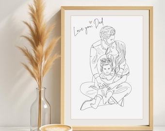 Custom Line Art Custom Family Line Drawing From Photo Personalized Gift For Him Custom Grandpa Gift Family Portrait Gift Dad Christmas Gift