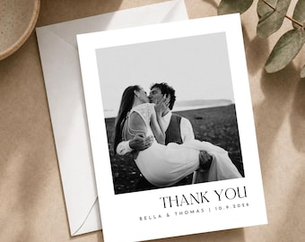 Personalized Wedding Thank You Cards With Photo, Custom Folded Thank You Cards for Guests, Printed & Shipped